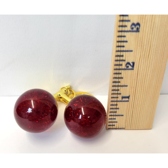 Red Cherry Keychain Bag Charm Gold Tone Resin Lobster Clasp Cute Fun New - Picture 10 of 10